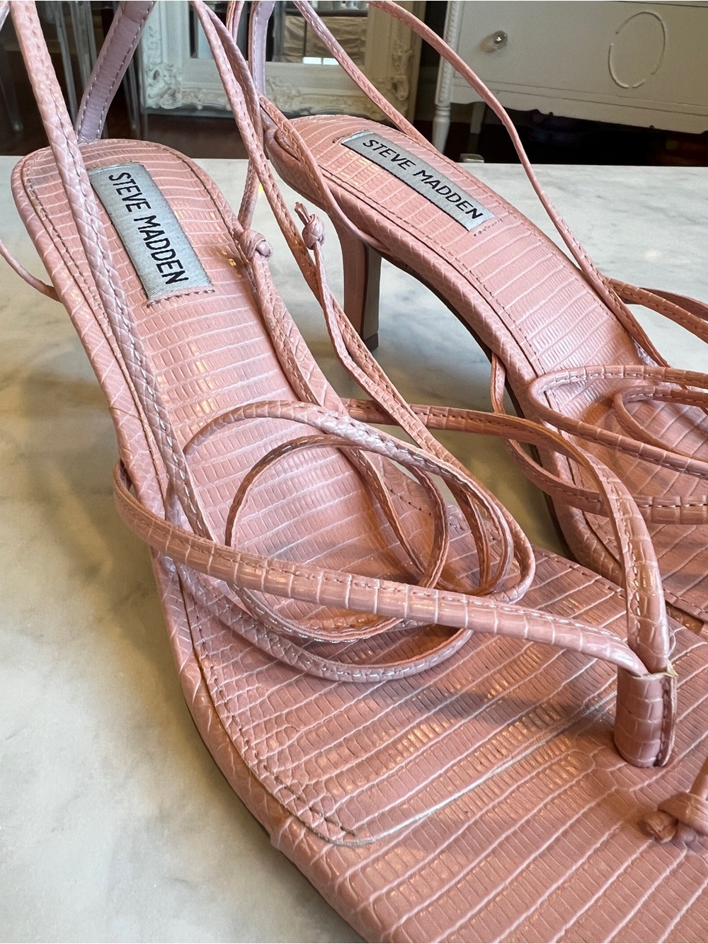 Steve Madden Pink Strappy Mid-Heel Sandals
